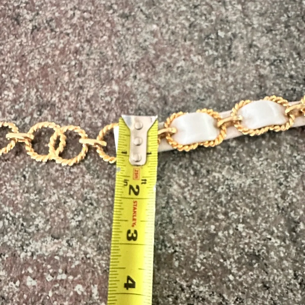 Vintage White Thin Velvet Gold Chain‎ Tassel Tie Belt Casual Belt